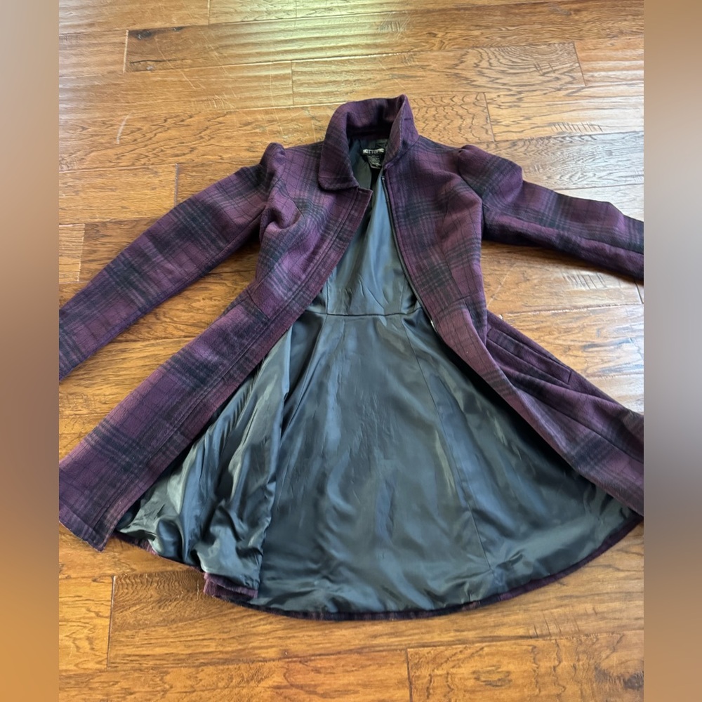 Hot Topic Plaid Wool Blend Coat - Picture 4 of 8
